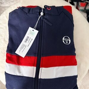 Sergio Tacchini Men's Navy and Red zip up hoodie  Jacket